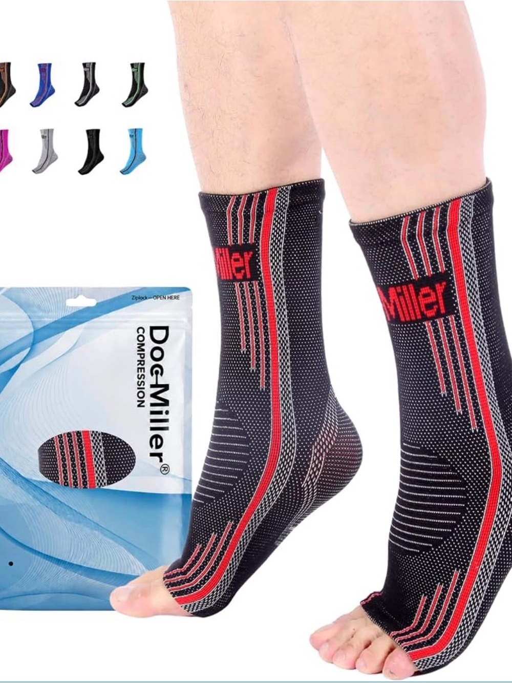Men’s Compression Socks - Black with Red Accents